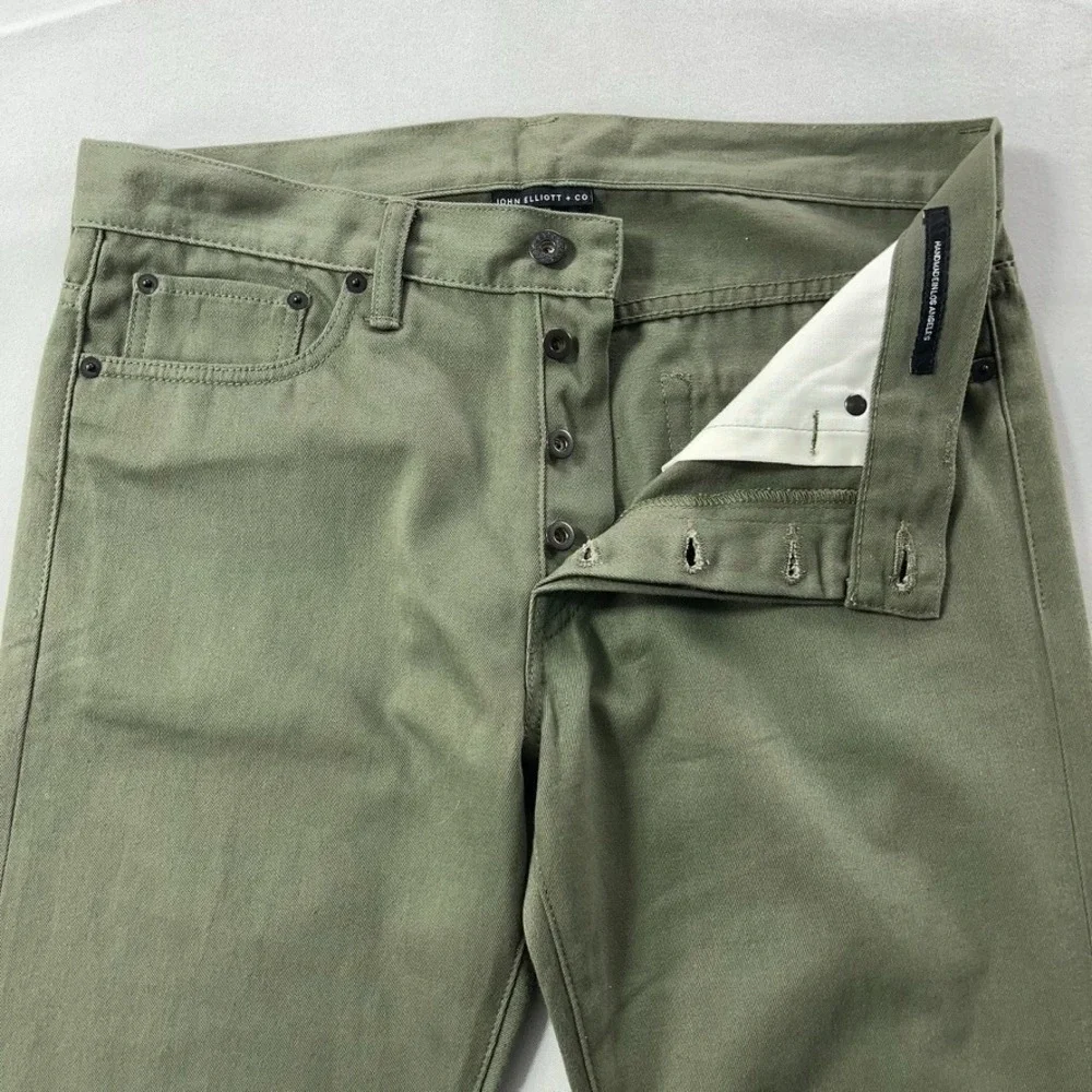 John Elliott‎ Pants Men 30 Green (measure 33x34) Button Fly 100% Cotton USA